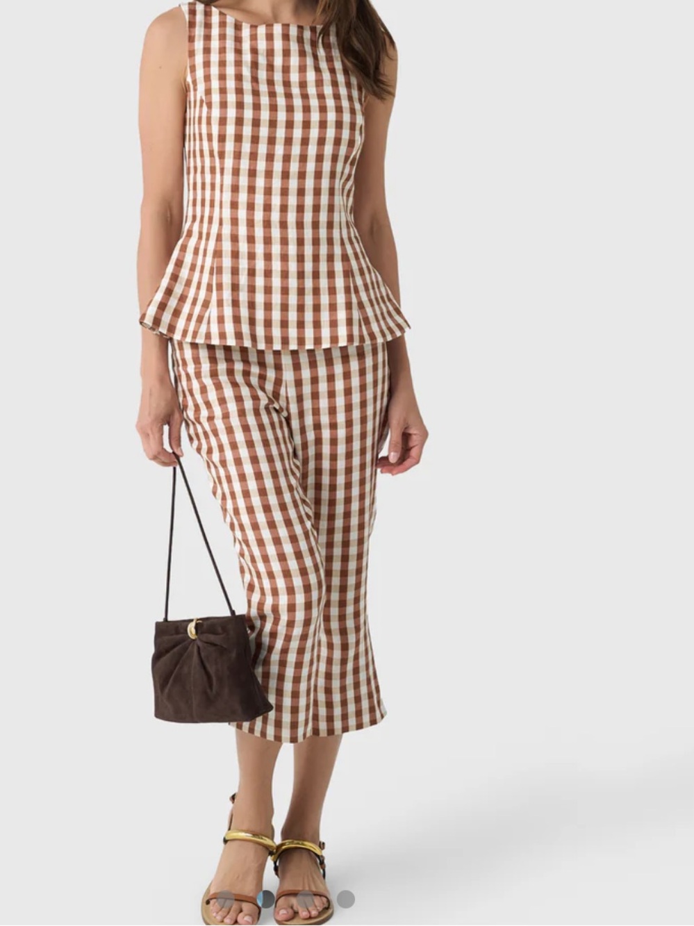Faithfull The Brand gingham cedar Capri pant. Size 8